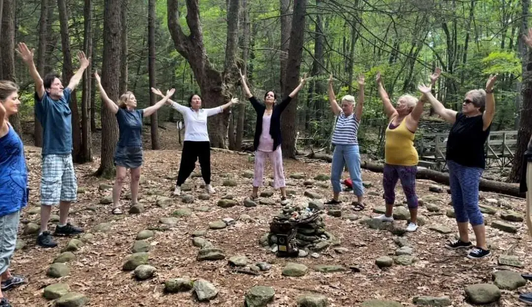 Qigong practice at labyrinth